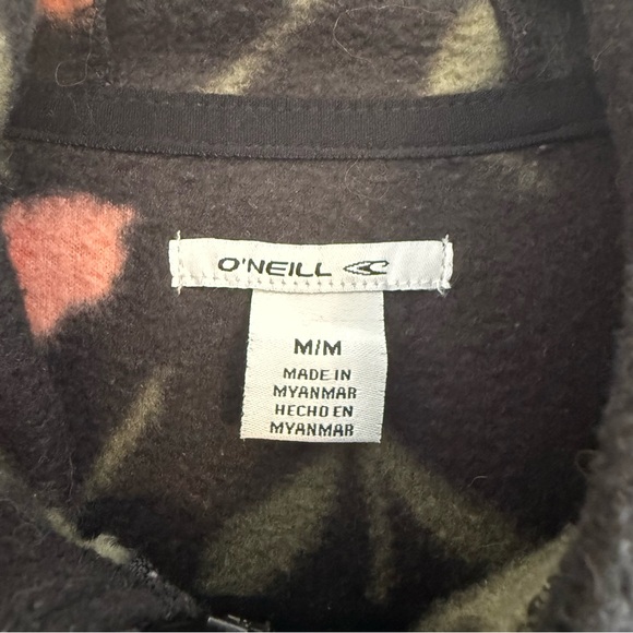 O’Neill Josie Floral Fleece Half Zip Hooded Pullover Black Pink Women’s Medium - Picture 2 of 9